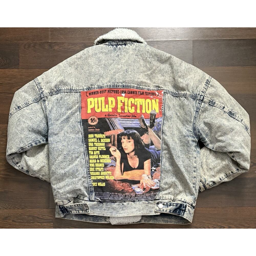 Rare Find For Ever 21 Pulp Fiction Denim Insulated Jacket Mens Sz Medium